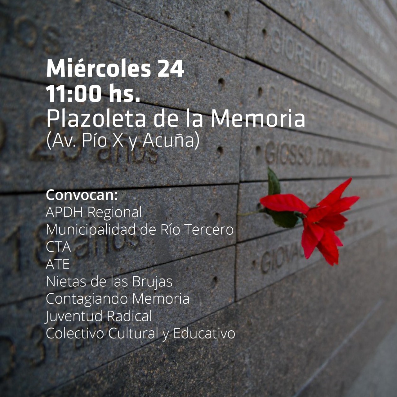El municipio dio a conocer la Grilla de actividades por el 24 de marzo: Día de la Memoria