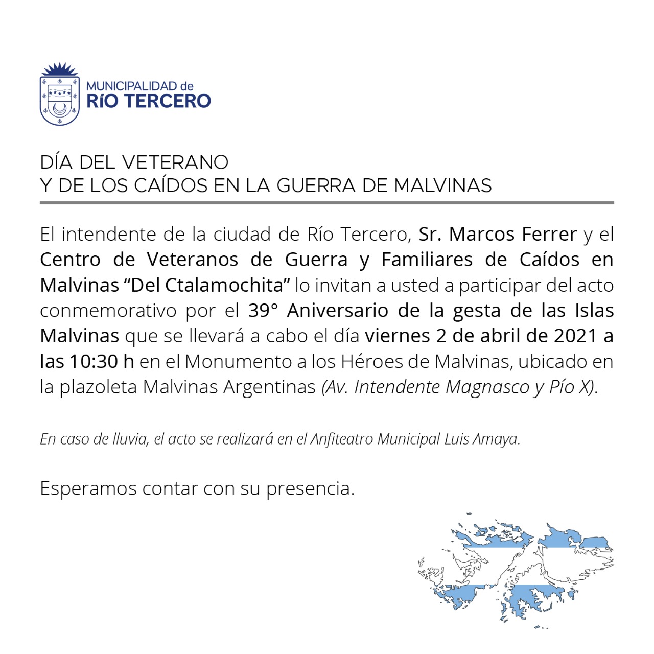 Acto oficial por el 2 de abril