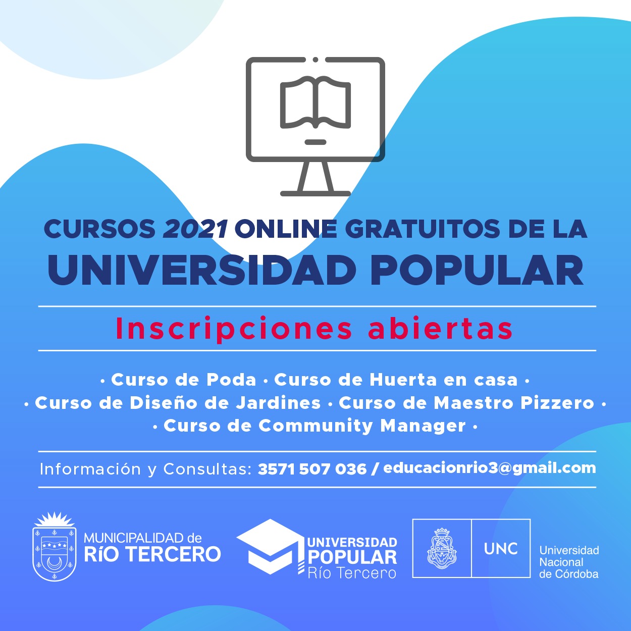 COMIENZA HOY EL CICLO 2021 DE LA UNIVERSIDAD POPULAR EN RÍO TERCERO 