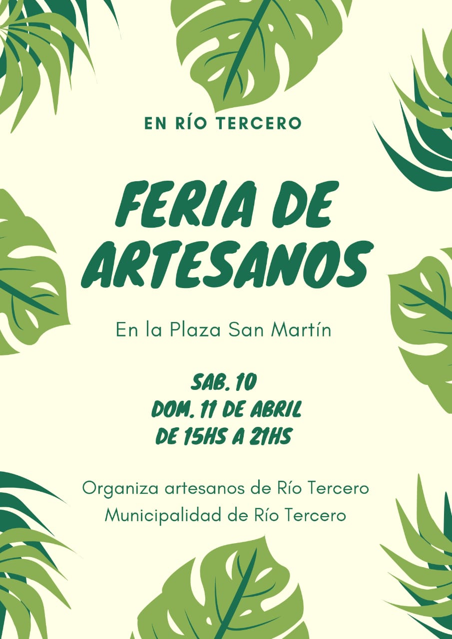 SÁBADO Y DOMINGO FERIA ARTESANAL EN LA PLAZA SAN MARTÍN