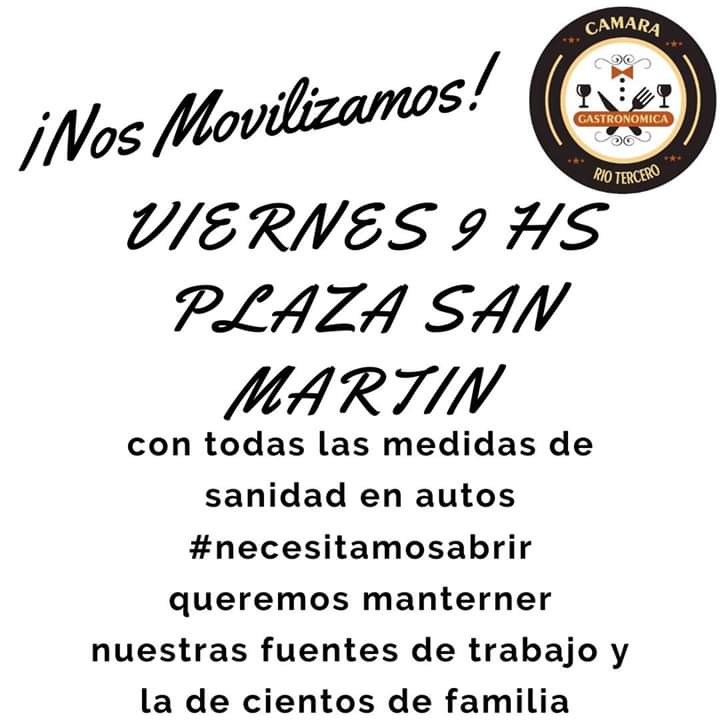 Este viernes gastronómicos realizan una movilización pidiendo que dejen abrir sus comercios. 