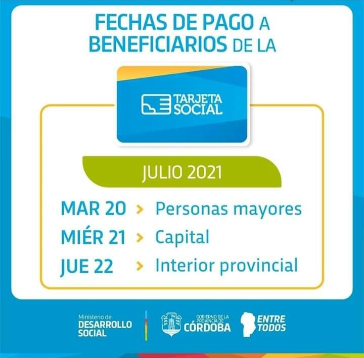 Fechas de pago de la Tarjeta Social