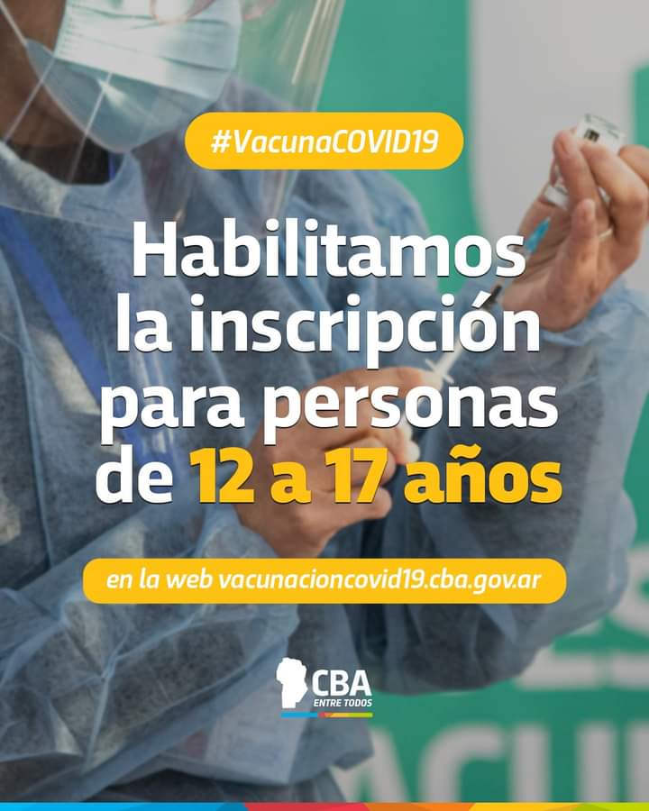 Desde el martes 3 de agosto se comenzará la vacunación por los grupos de riesgo priorizados de 12 a 17 años