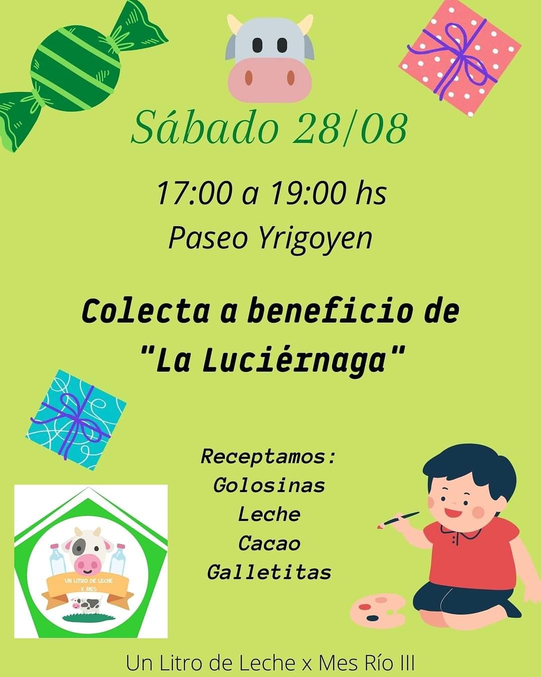 UN LITRO DE LECHE POR MES REALIZA COLECTA A BENEFICIO DE LA LUCIÉRNAGA 