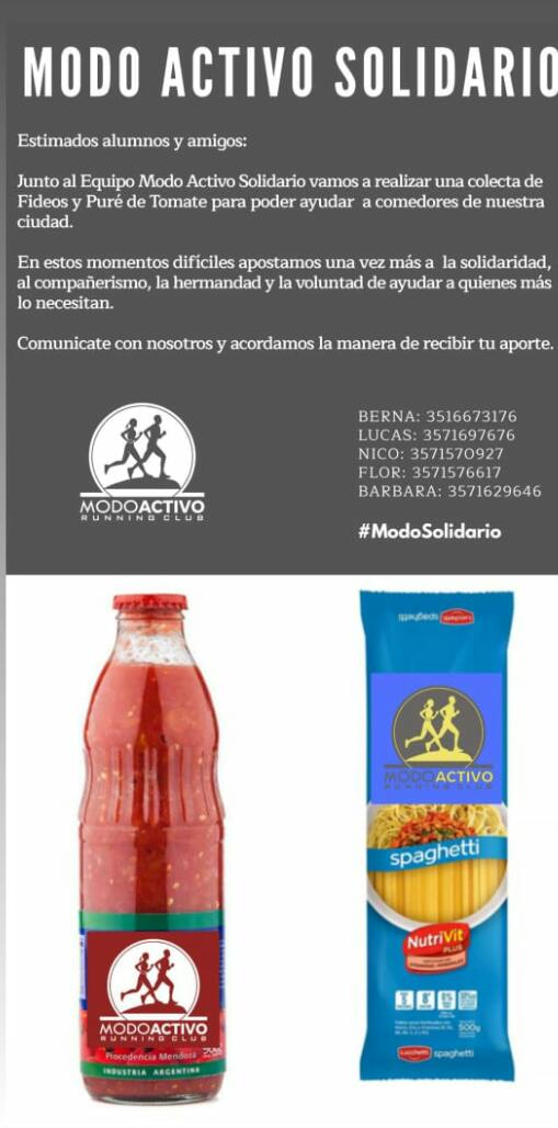 Bernardo Lardone (Profesor de Modo Activo): “Vamos a realizar la colecta hasta fin de mes de fideos y puré de tomates, nos movemos tratando de colaborar con gente que ya colabora”