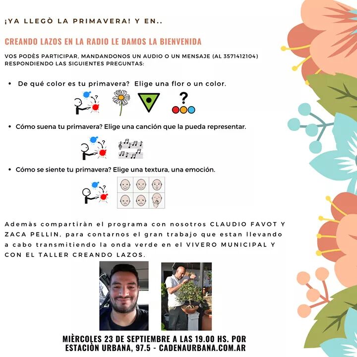 CREANDO LAZOS PROGRAMA MIÉRCOLES 23 DE SEPTIEMBRE