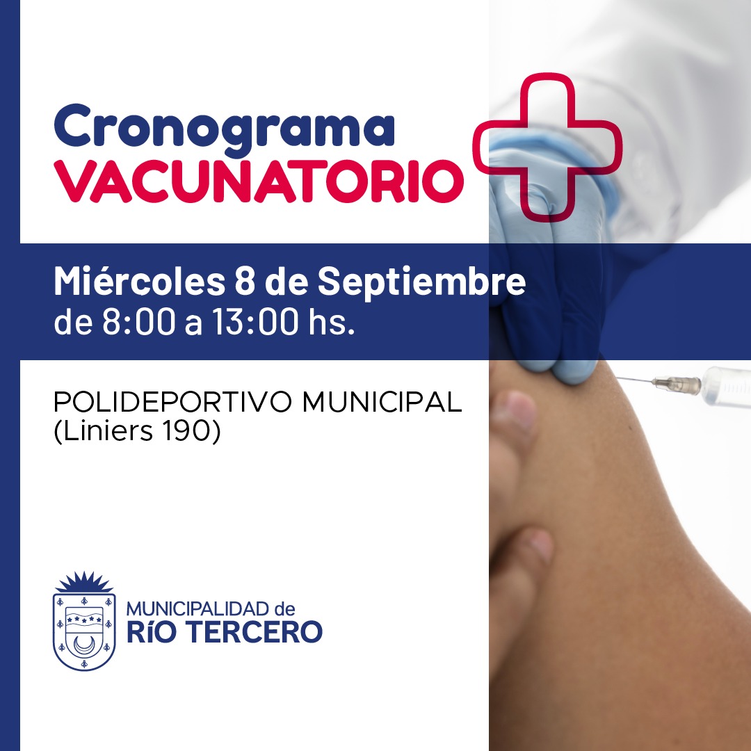 *CRONOGRAMA DEL VACUNATORIO: MIÉRCOLES 8 SE VACUNARA HASTA LAS 13 HS.