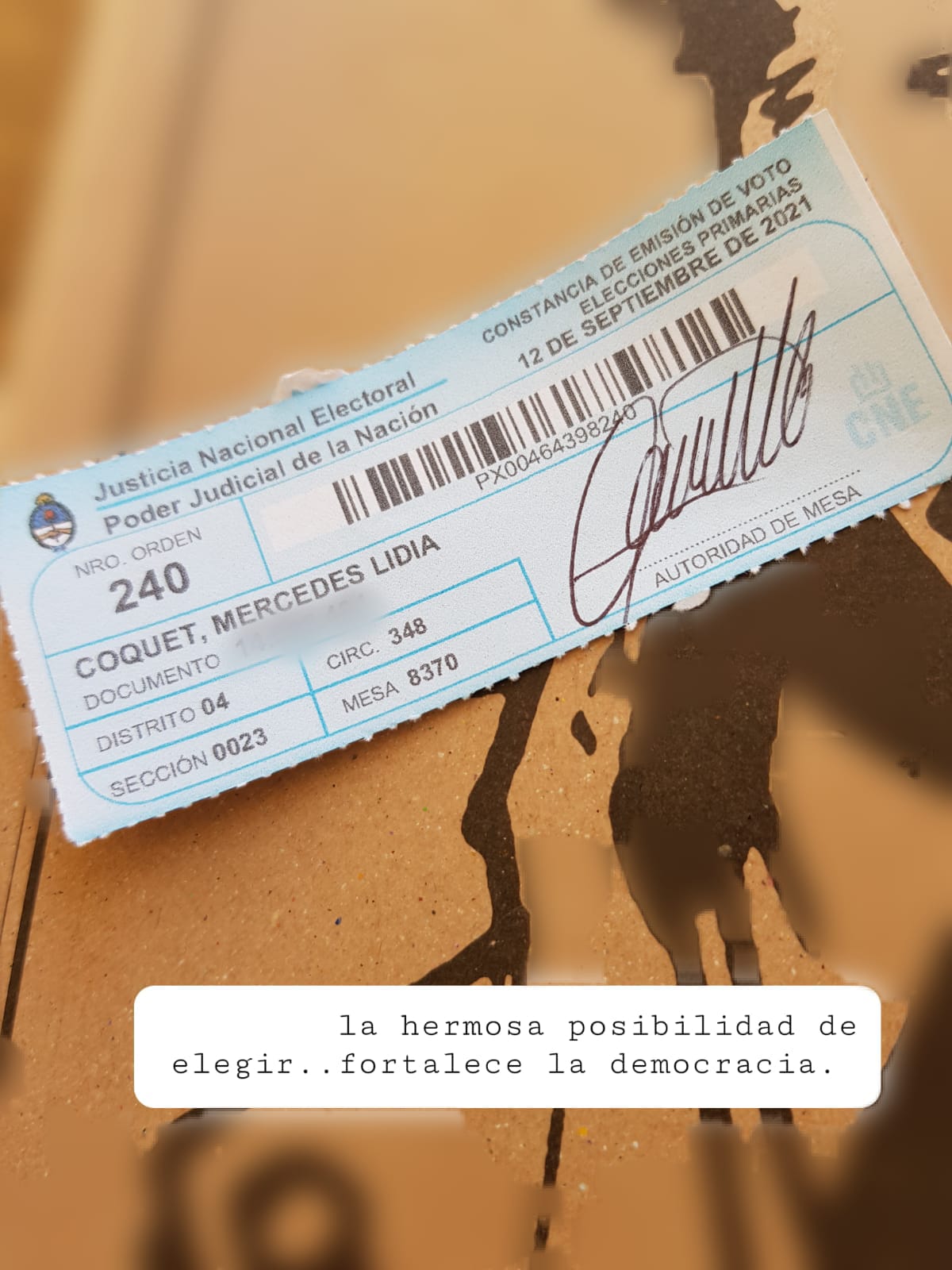 Coquet: *celebrando una nueva oportunidad del pueblo argentino de concurrir a las urnas*