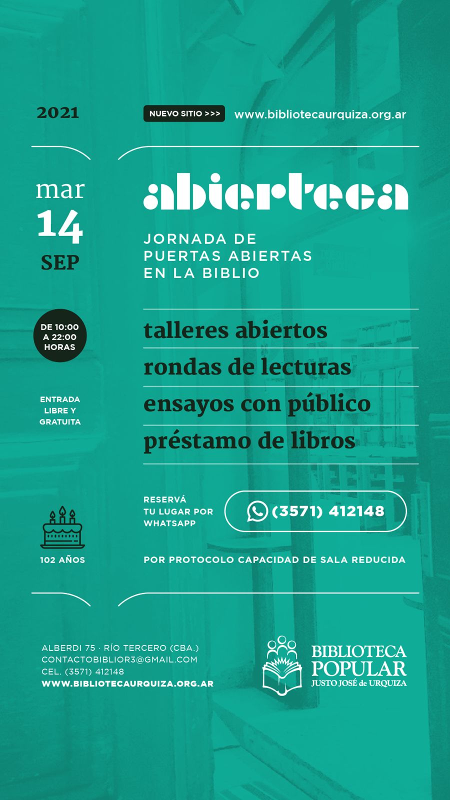 LA BIBLIOTECA JUSTO JOSÉ DE URQUIZA CELEBRA SUS 102 AÑOS 