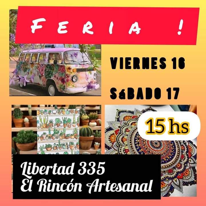 Viernes 16 y sábado 17 Feria de Artesanos