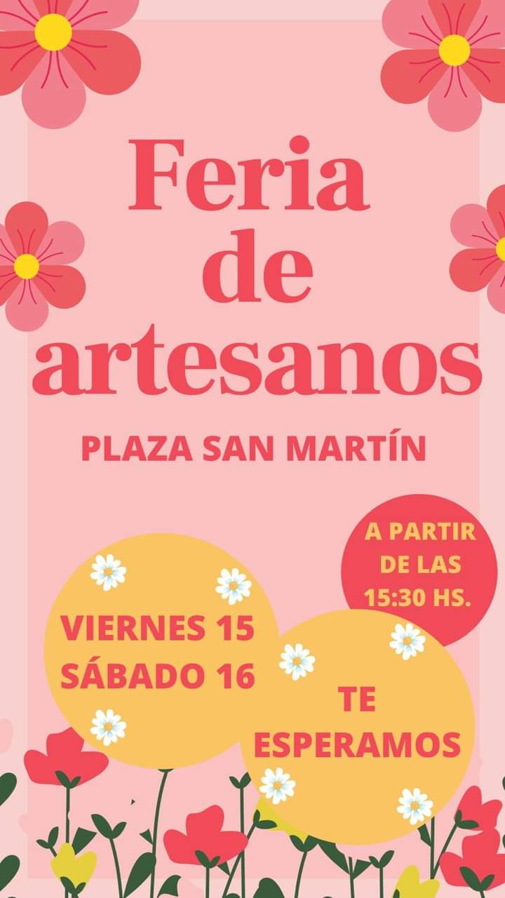 HABRÁ FERIA ARTESANAL HOY Y MAÑANA EN LA PLAZA SAN MARTÍN