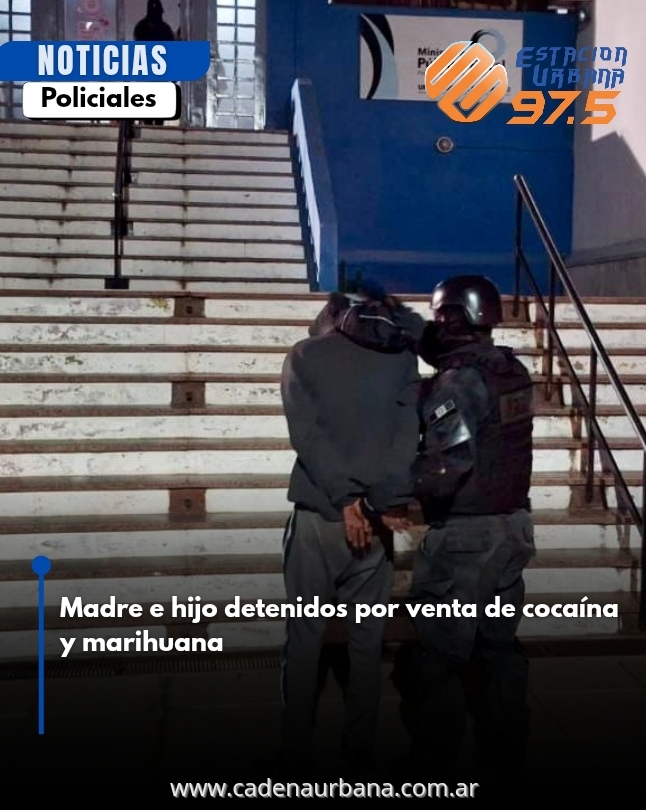 Madre e hijo detenidos por venta de cocaína y marihuana en Río Tercero