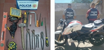 Parte policial: Allanamiento en barrio Monte Grande culmina con secuestro de motocicleta y herramientas