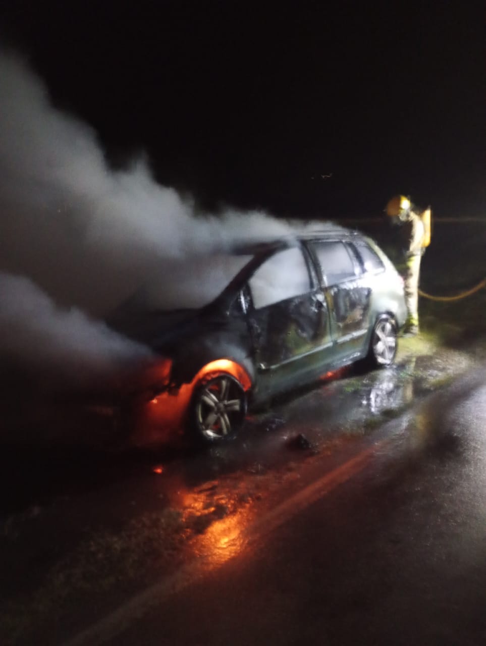 Incendio en la Ruta 36: Vehículo con daños totales y sin heridos