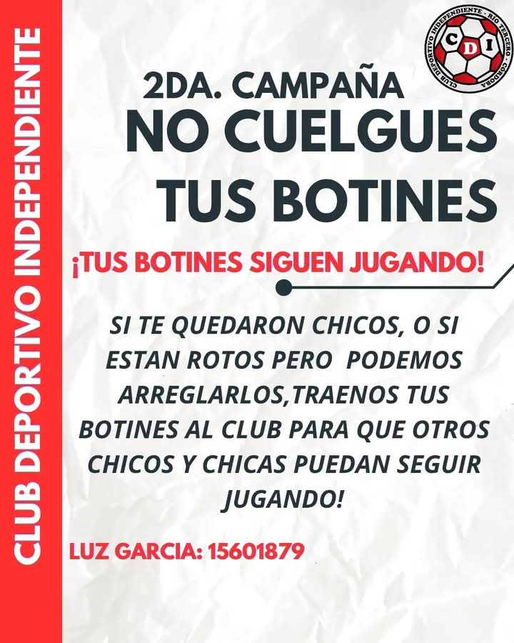 Club Independiente realiza la segunda edición de la campaña *No cuelgues tus botines* 