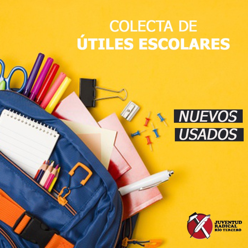 La Juventud Radical est&aacute; realizando una colecta de &uacute;tiles escolares nuevos y usados.