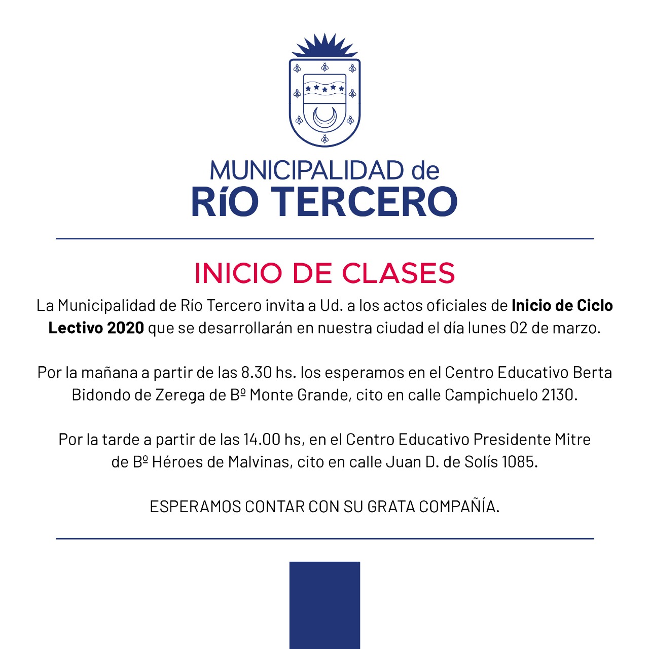 Inicio del Ciclo lectivo 2020