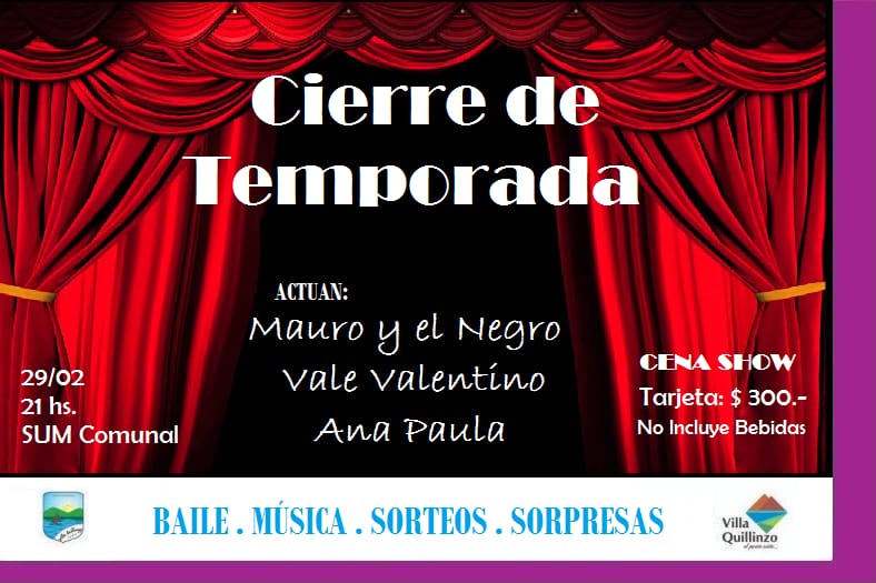 Este S&aacute;bado 29 Villa Quillinzo realiza el cierre de temporada con una Cena Show 
