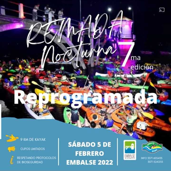 EMBALSE: LA 7MA EDICIÓN DE LA REMADA NOCTURNA SE REPROGRAMA PARA EL 12 DE FEBRERO.