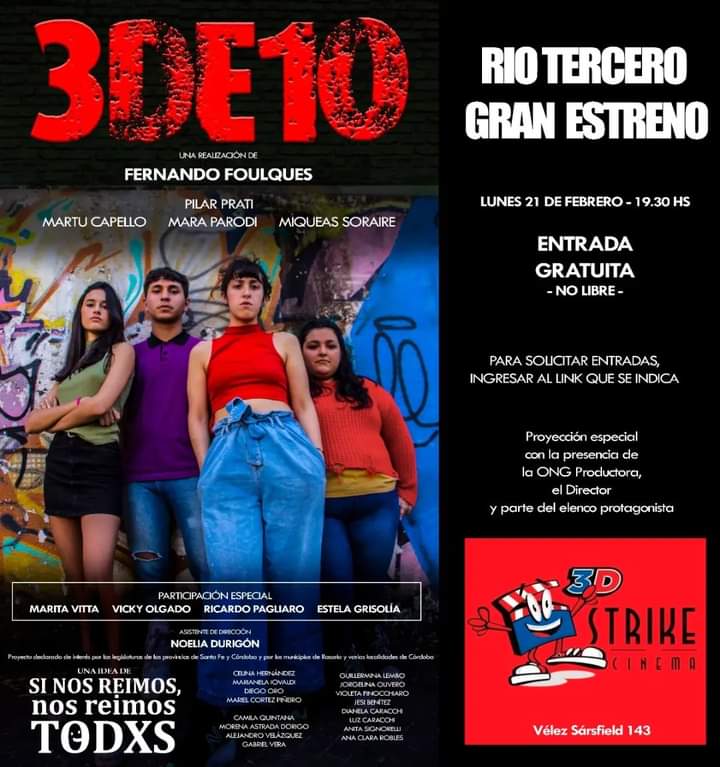 SE ESTRENA EN RÍO TERCERO LA PRIMER PELÍCULA DE BULLYING Y ACOSO ESCOLAR