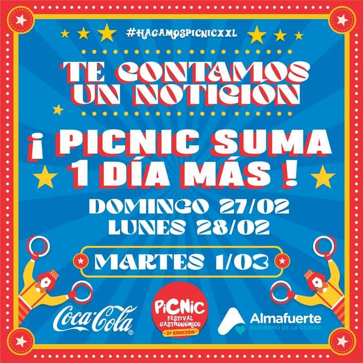 DESDE EL DOMINGO Y HASTA EL MARTES SE REALIZARÁ EL FESTIVAL GASTRONÓMICO PICNIC