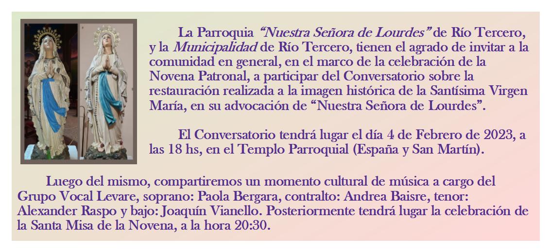 COMENZÓ LA NOVENA DE NUESTRA SEÑORA DE LOURDES
