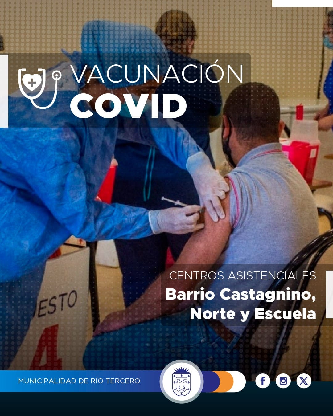 VACUNACIÓN COVID-19 SE REALIZA EN LOS CENTROS ASISTENCIALES DE BARRIOS CASTAGNINO, ESCUELA Y NORTE