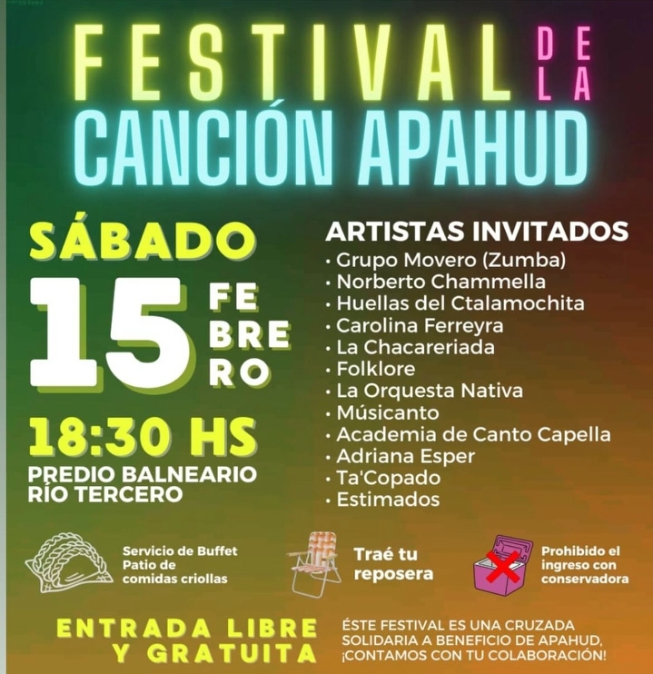 APAHUD organiza el Festival de la Canción en el Balneario Municipal el próximo sábado 15 de febrero 