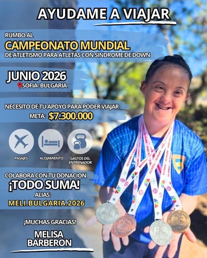 Melissa Barberón fue convocada al Mundial de Atletismo en Bulgaria y lanzan una campaña solidaria
