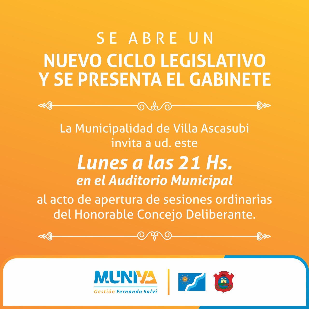 VILLA ASCASUBI: SE ABRE UN NUEVO CICLO LEGISLATIVO Y SE PRESENTA EL GABINETE