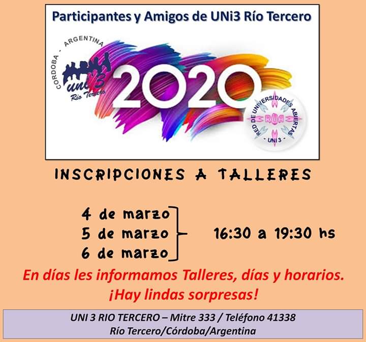 La UNI 3 presenta cerca de 40 talleres en este 2020