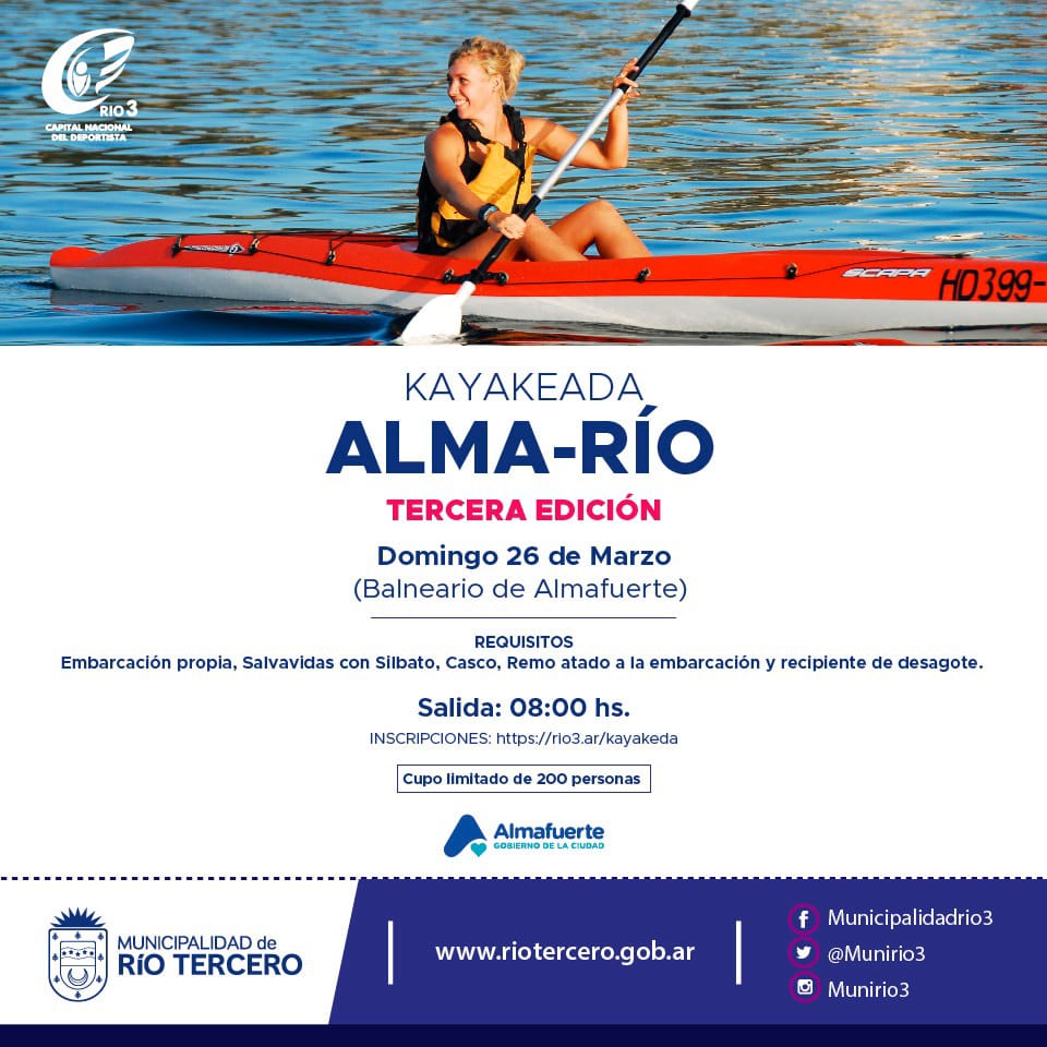 ESTÁN ABIERTAS LAS INSCRIPCIONES PARA LA KAYAKEADA ALMA-RÍO - TERCERA EDICIÓN