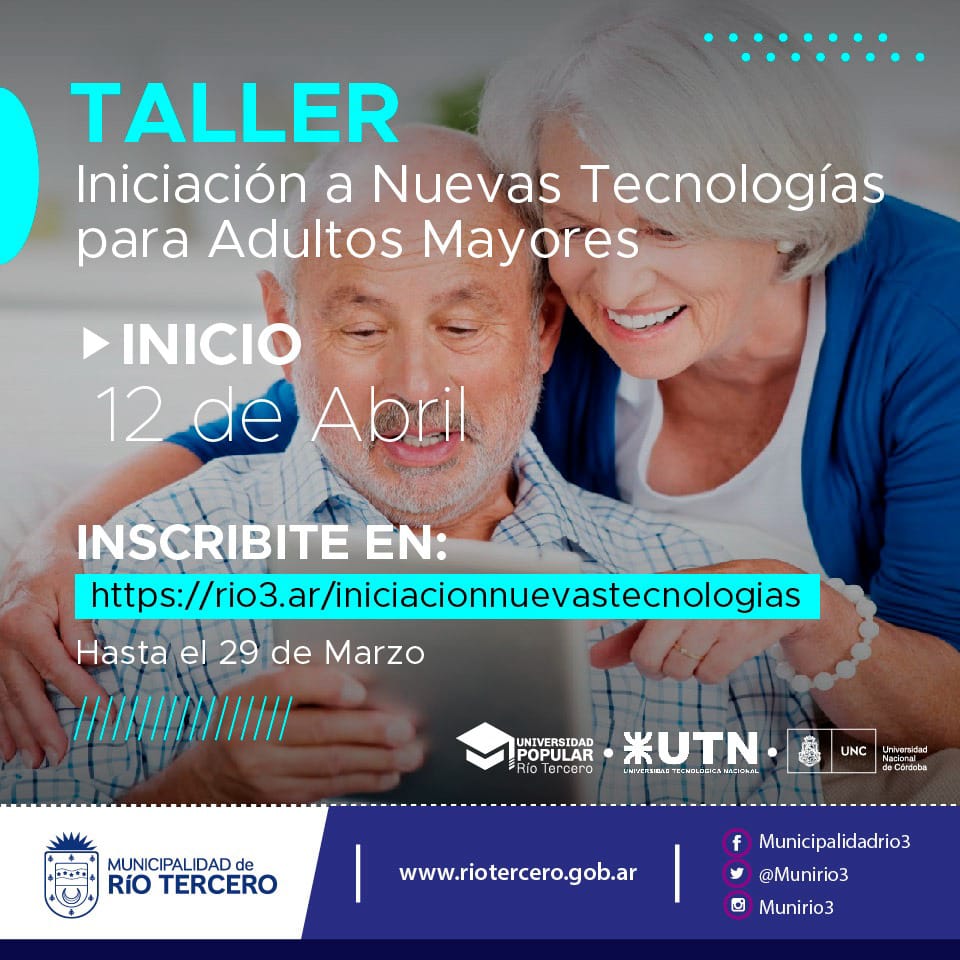 ESTÁN ABIERTAS LAS INSCRIPCIONES PARA INICIACIÓN A NUEVAS TECNOLOGÍAS PARA ADULTOS MAYORES 