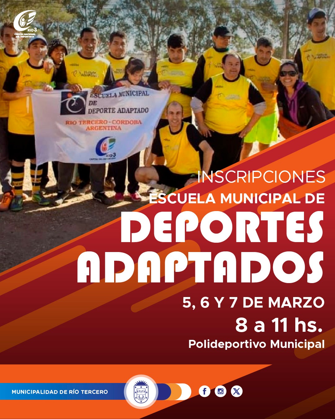 DESDE EL MARTES HASTA EL JUEVES ESTÁN LAS INSCRIPCIONES PARA LA ESCUELA DE DEPORTE ADAPTADO