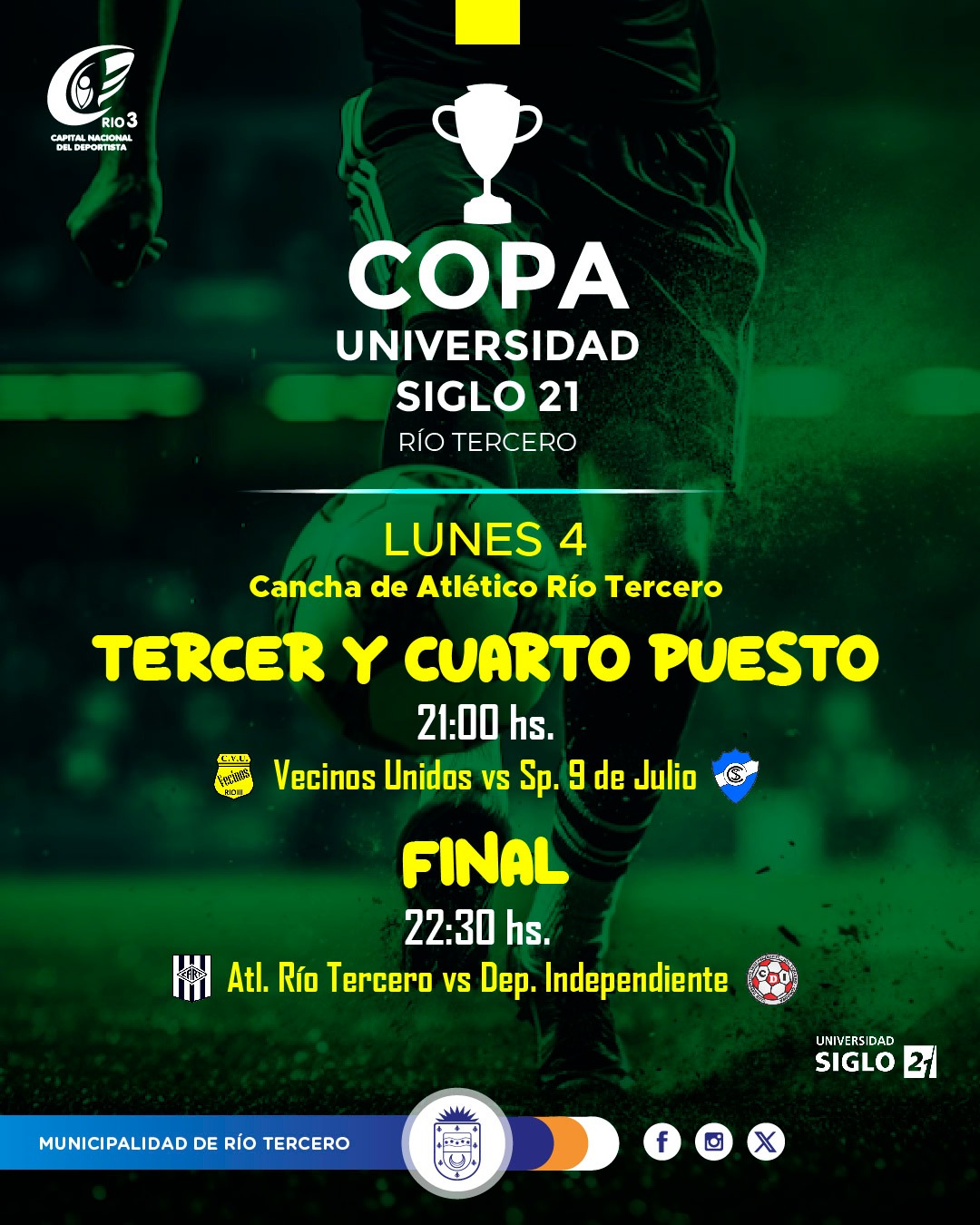 HOY SE JUEGA LA FINAL DE LA COPA UNIVERSIDAD SIGLO 21 - RÍO TERCERO