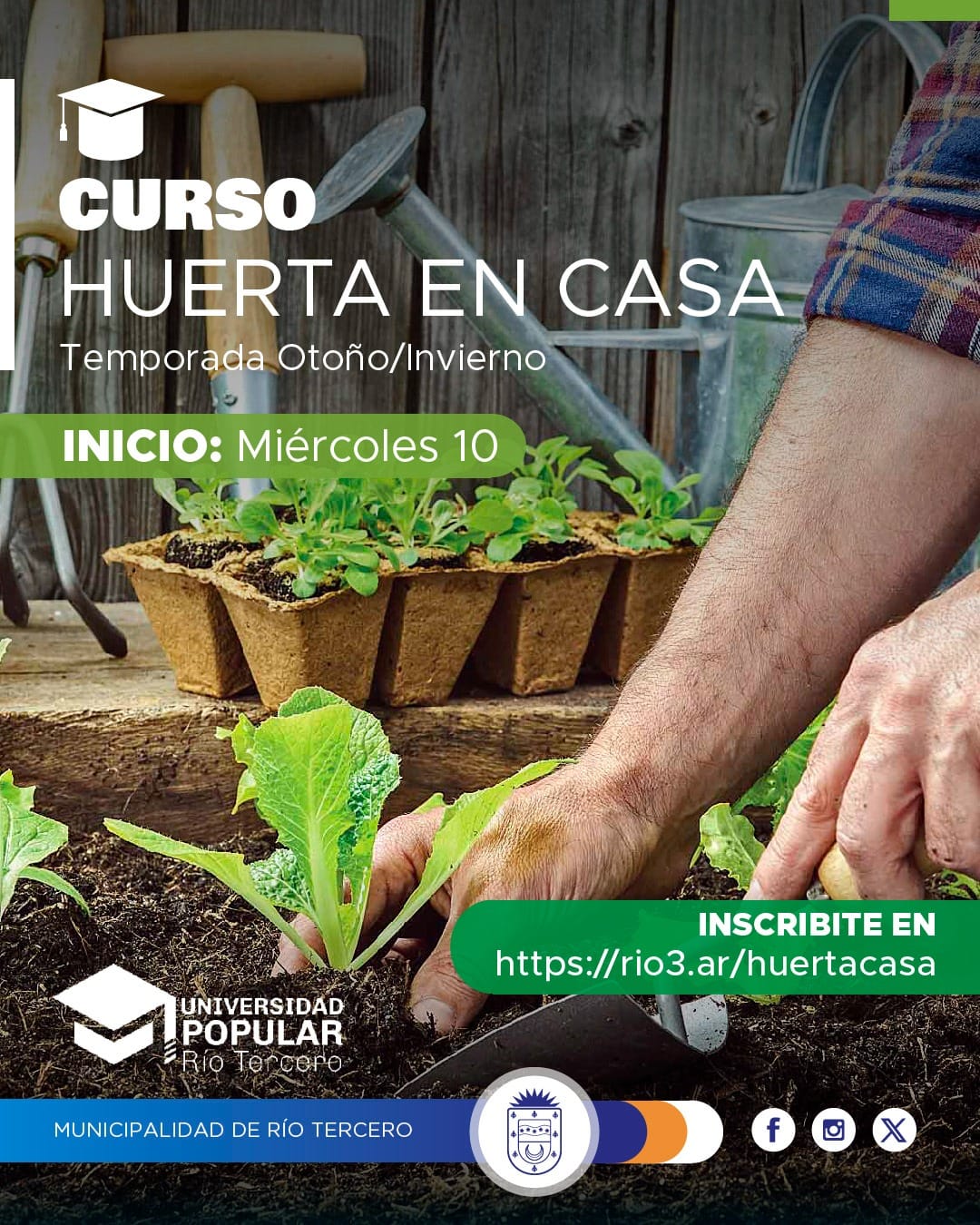 Inscripciones para el curso gratuito de huerta en casa para la temporada otoño/invierno 