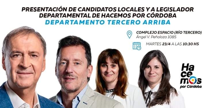 Ma&ntilde;ana se llevar&aacute; a cabo la presentaci&oacute;n de Legisladores Departamentales de Hacemos por C&oacute;rdoba
