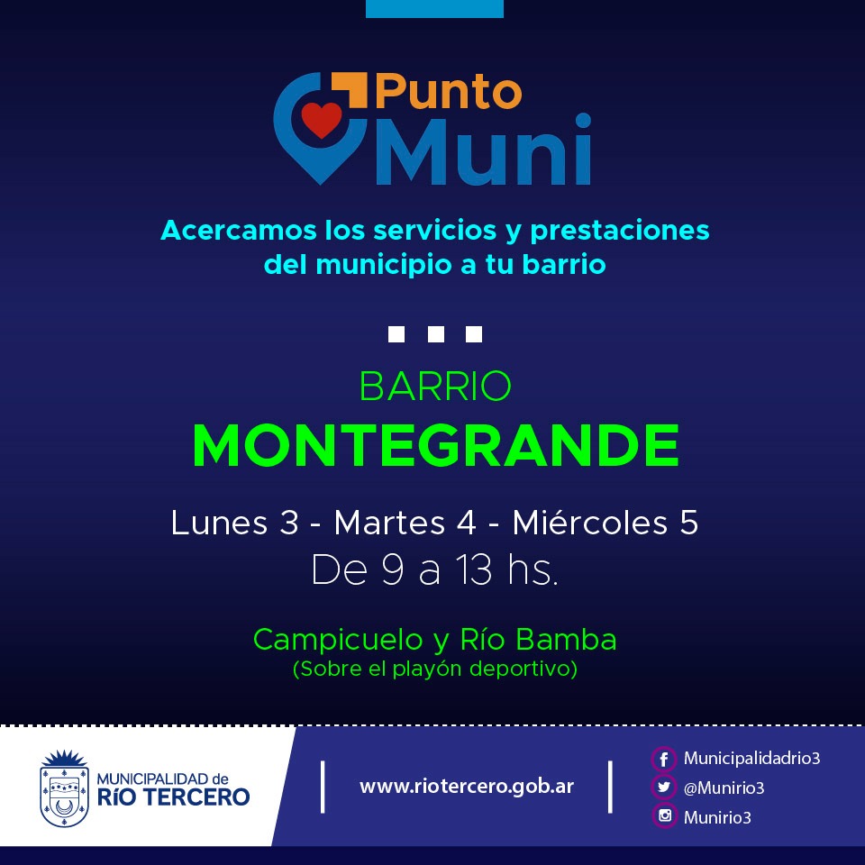 EL PROGRAMA PUNTO MUNI MAÑANA ESTARÁ EN BARRIO MONTE GRANDE