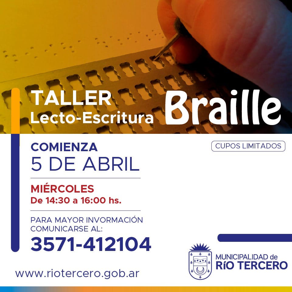 SE REALIZARÁ EL MIÉRCOLES UN TALLER DE LECTO-ESCRITURA EN BRAILLE