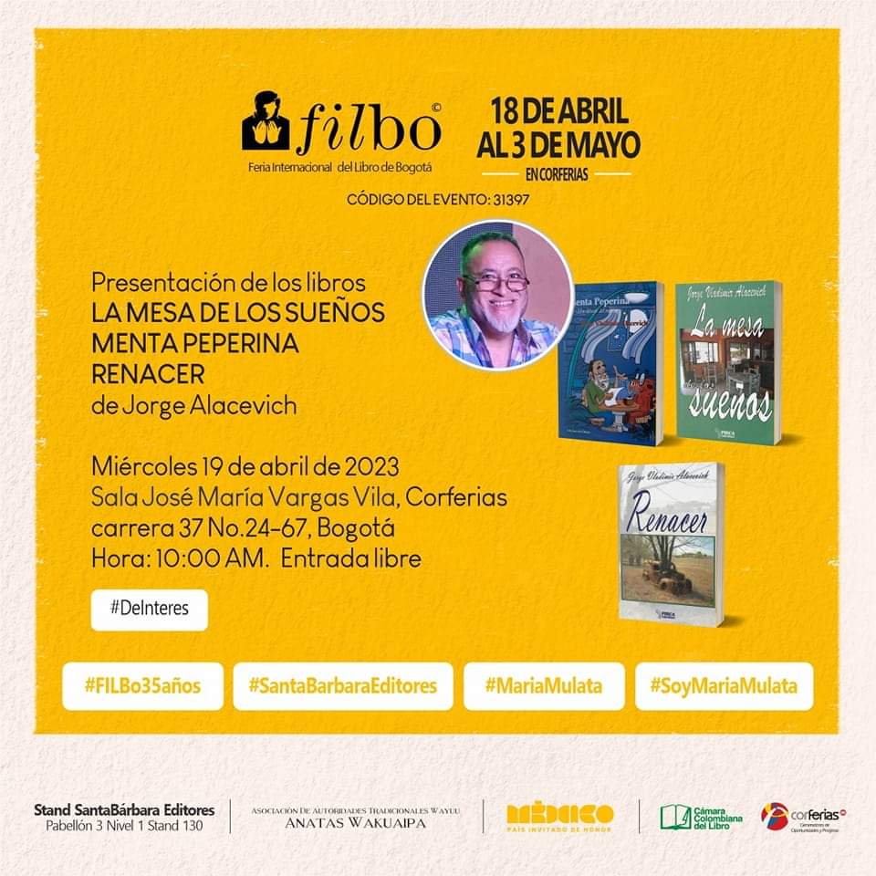 JORGE ALACEVICH REPRESENTARÁ A ARGENTINA EN LA FERIA DEL LIBRO DE BOGOTÁ