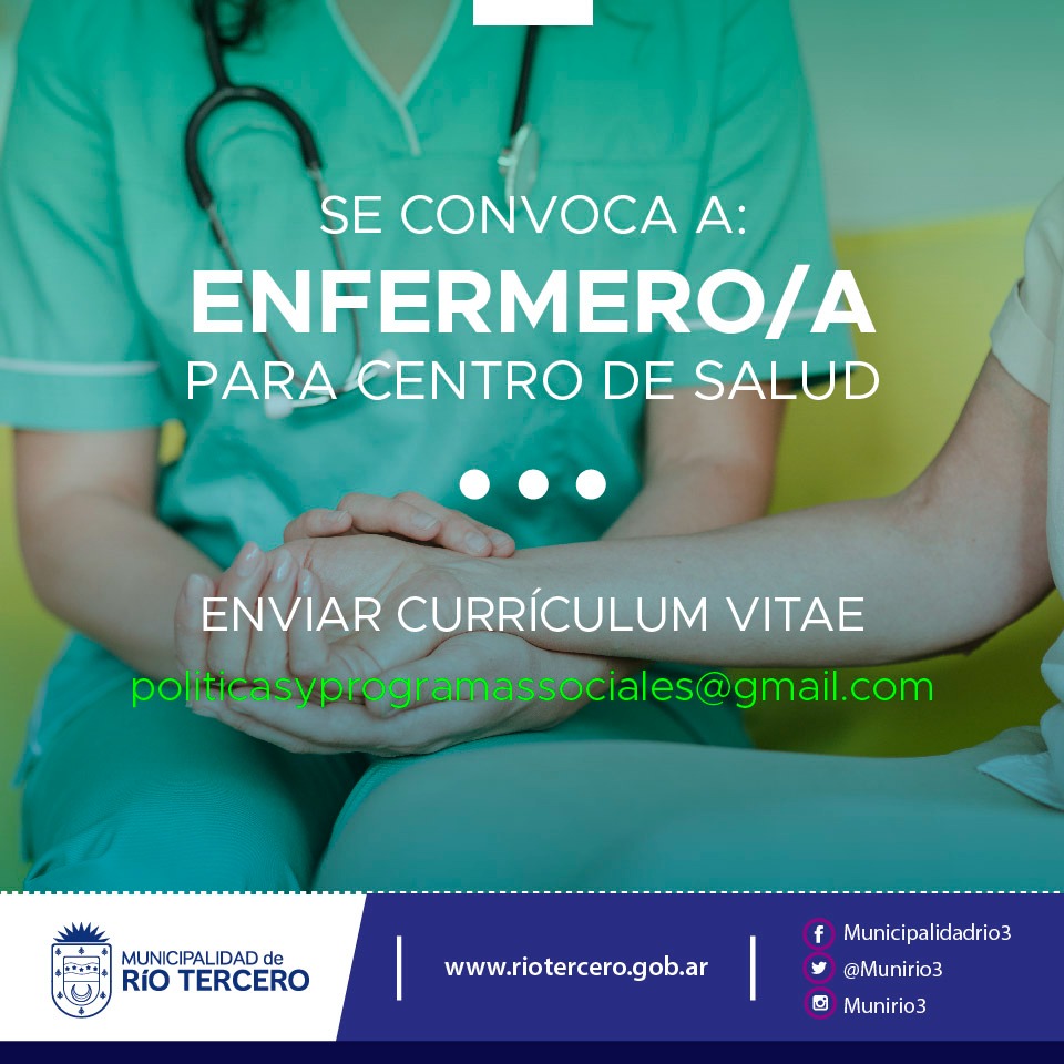 NUEVA CONVOCATORIA LABORAL PARA FORMAR PARTE DEL EQUIPO DE SALUD