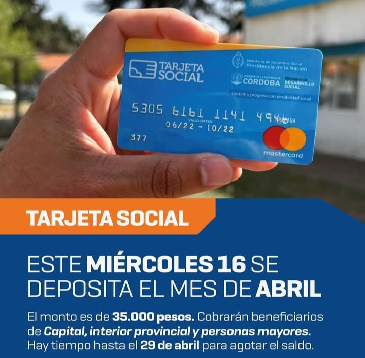 💳 Tarjeta Social: este miércoles 16 se acredita el monto de abril