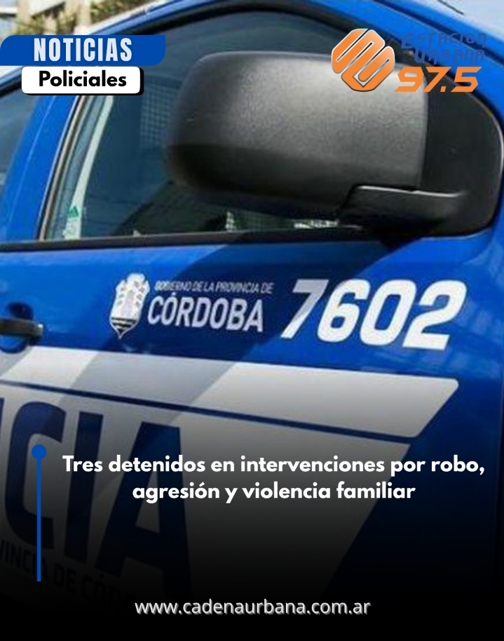 Tres detenidos en intervenciones por robo, agresi&oacute;n y violencia familiar