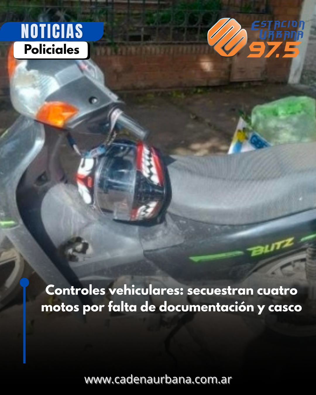 Controles vehiculares: secuestran cuatro motos por falta de documentaci&oacute;n y casco