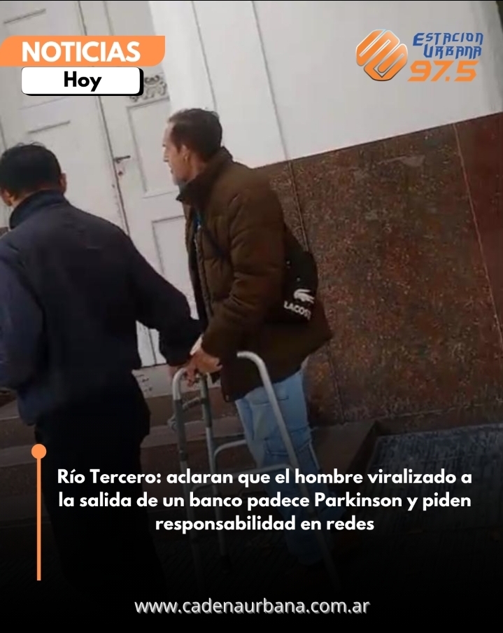 R&iacute;o Tercero: aclaran que el hombre viralizado a la salida de un banco padece Parkinson y piden responsabilidad en redes