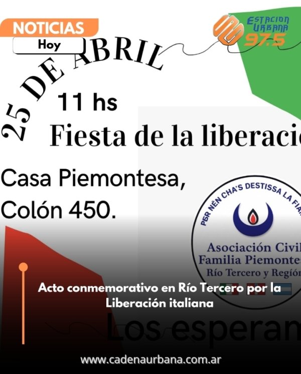 Acto conmemorativo en R&iacute;o Tercero por la Liberaci&oacute;n italiana