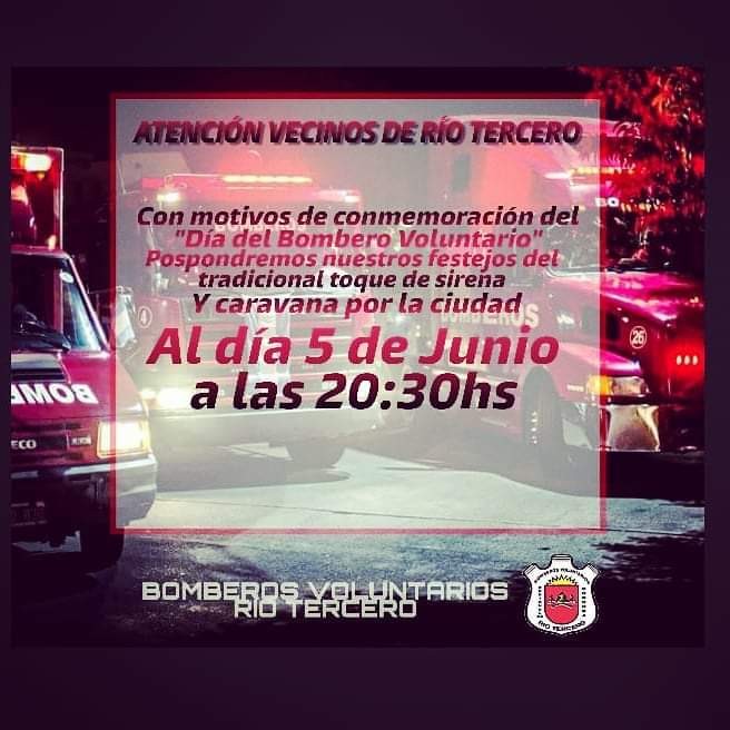 El d&iacute;a Mi&eacute;rcoles 5 se va a realizar la Caravana del D&iacute;a del Bombero
