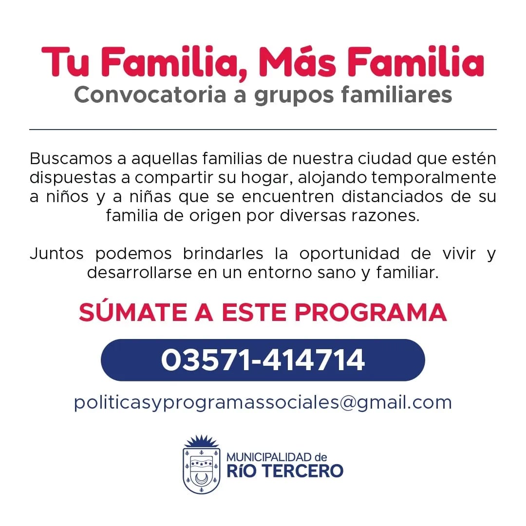 TU FAMILIA: MÁS FAMILIAS, UN ESPACIO DE CONTENCIÓN Y AMOR PARA NIÑAS Y NIÑOS