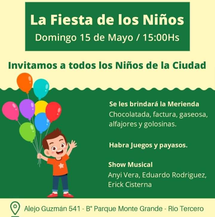 EL DOMINGO 15 SE REALIZA LA FIESTA DE LOS NIÑOS EN BARRIO PARQUE MONTE GRANDE 