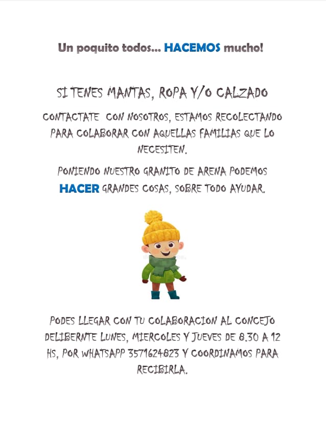 EL CONCEJAL NICOLÁS CAPELLINI REALIZA LA CAMPAÑA SOLIDARIA *UN POQUITO TODOS... HACEMOS MUCHO*